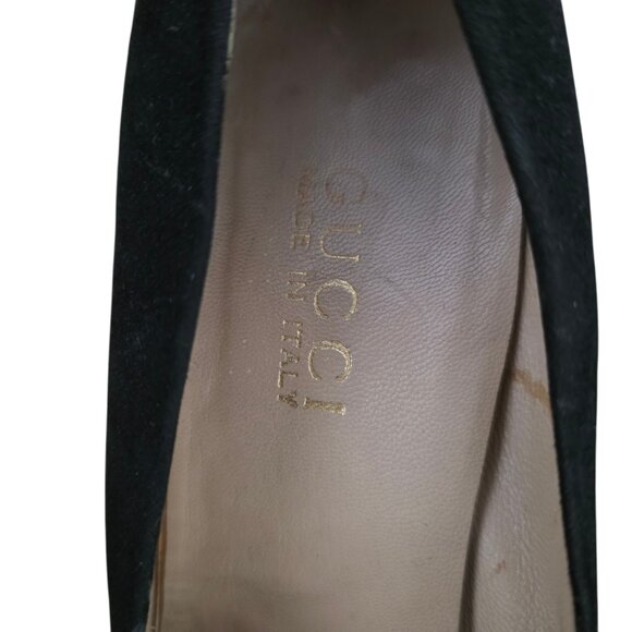 Vintage Gucci Suede Block Heel Pumps Black 9 - Picture 5 of 7
